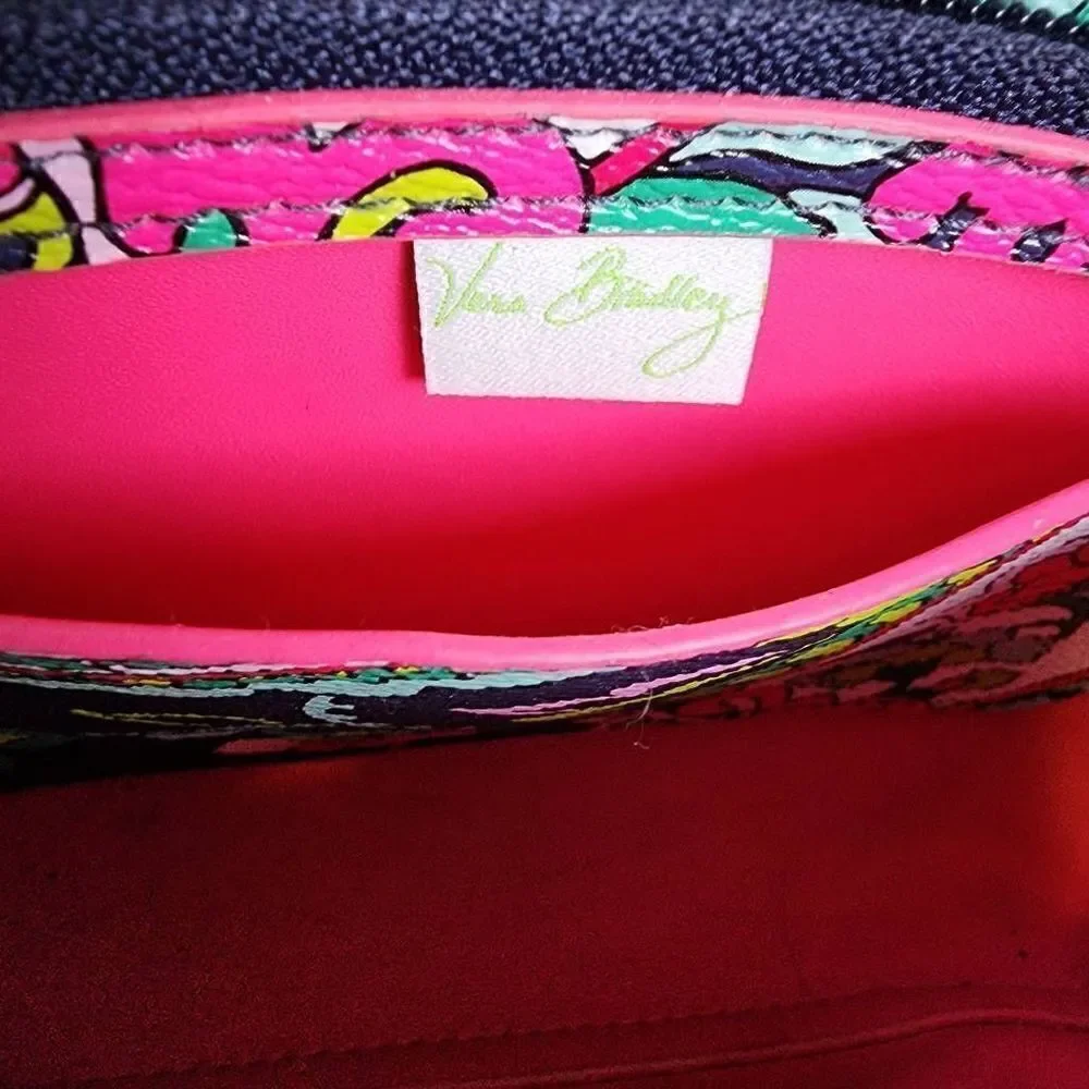 Vera Bradley- Classic Wristlet Top Zip Vinyl in Petal Paisley Blue Magenta